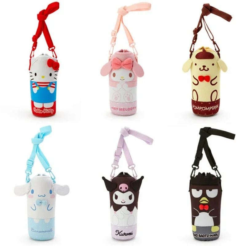 Sanrio Cartoon Water Bottle Bag Cute Cinnamoroll Mymelody Kuromi Kitty Water Cup Cover Outdoor Travel Portable Kawaii Gitls Gift