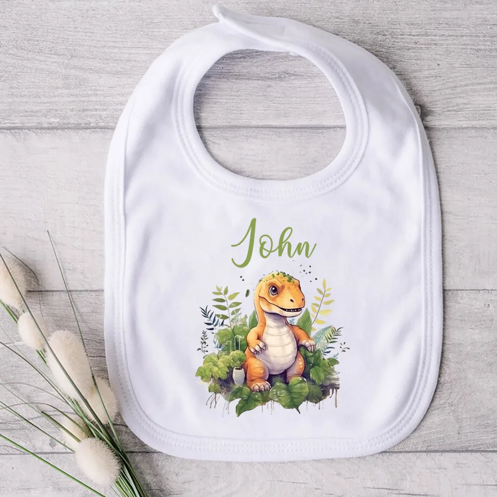 Personalized Baby Bibs Custom Name Boy Girl Cotton Bib Unicorn Bear Fairy Print Newborn Saliva Towel Infant Birthday Shower Gift 5
