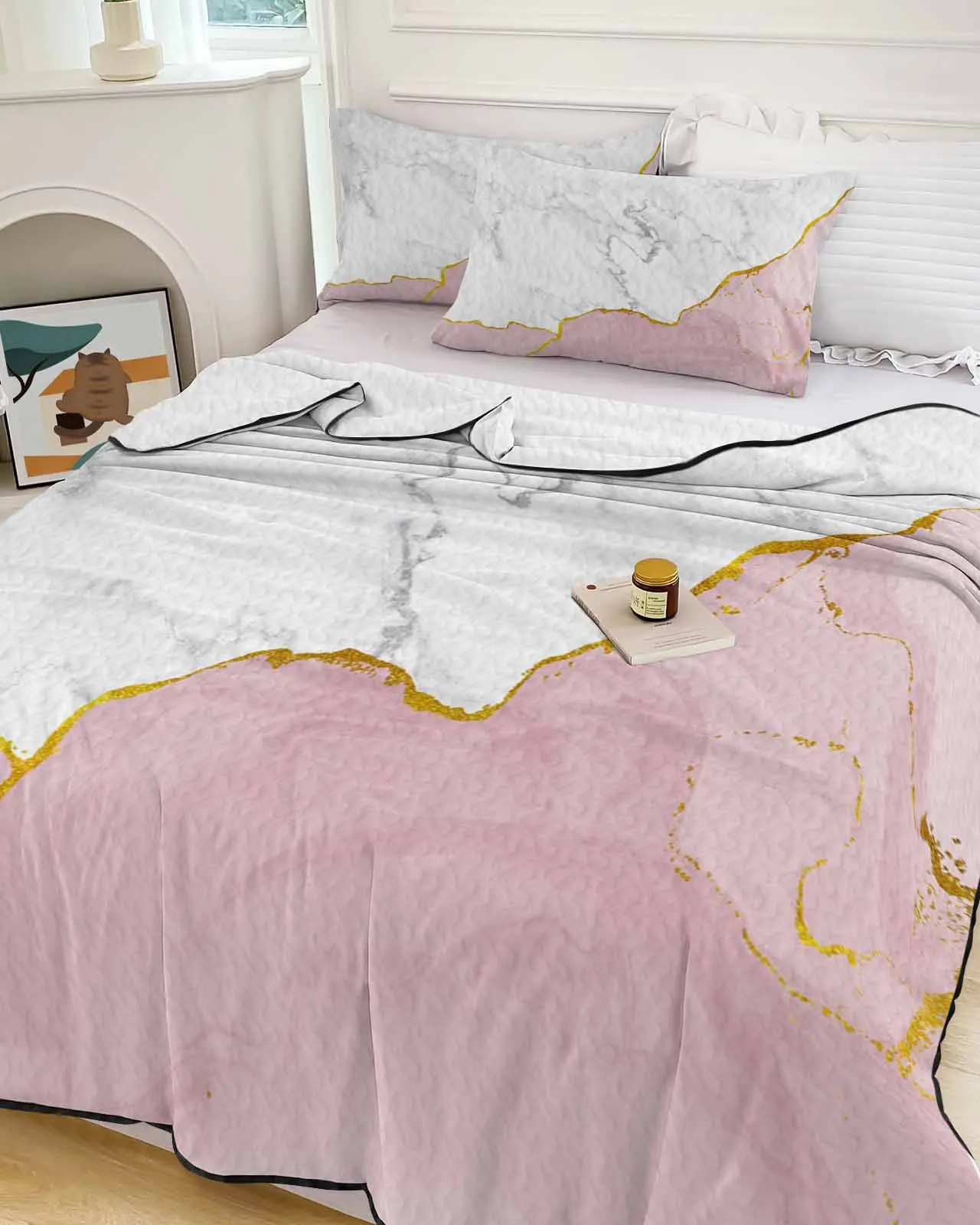 white-marble-pink-cooling-blankets-air-condition-comforter-lightweight-summer-quilt-for-bed-breathable-soft-thin-quilt