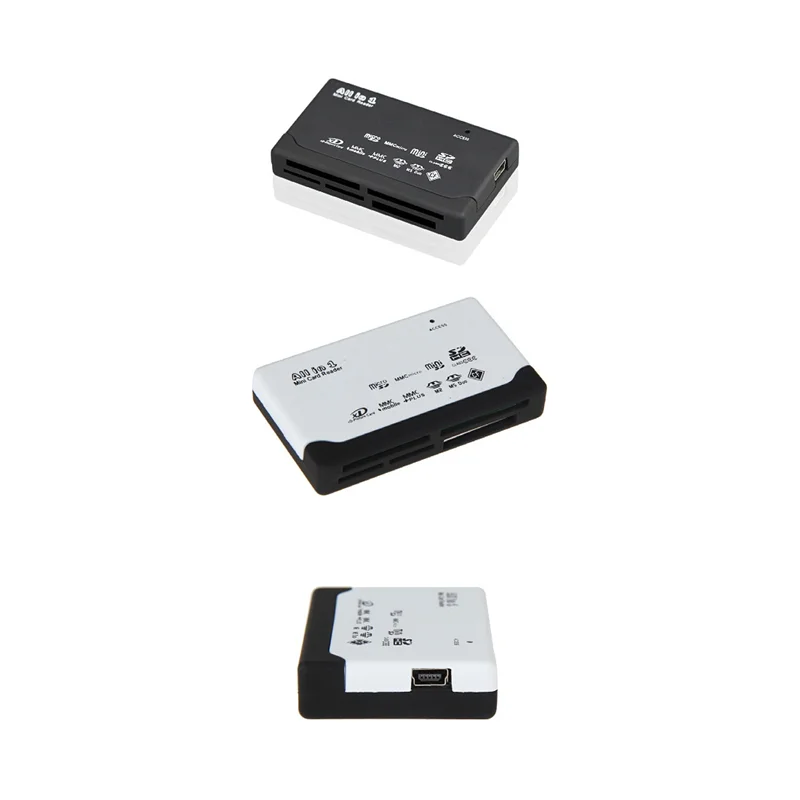 고속 데이터 변속기 올인원 카드 리더, 지지대 TF CF SD 미니 SD MS XD 블랙, USB2.0 메모리 카드 리더