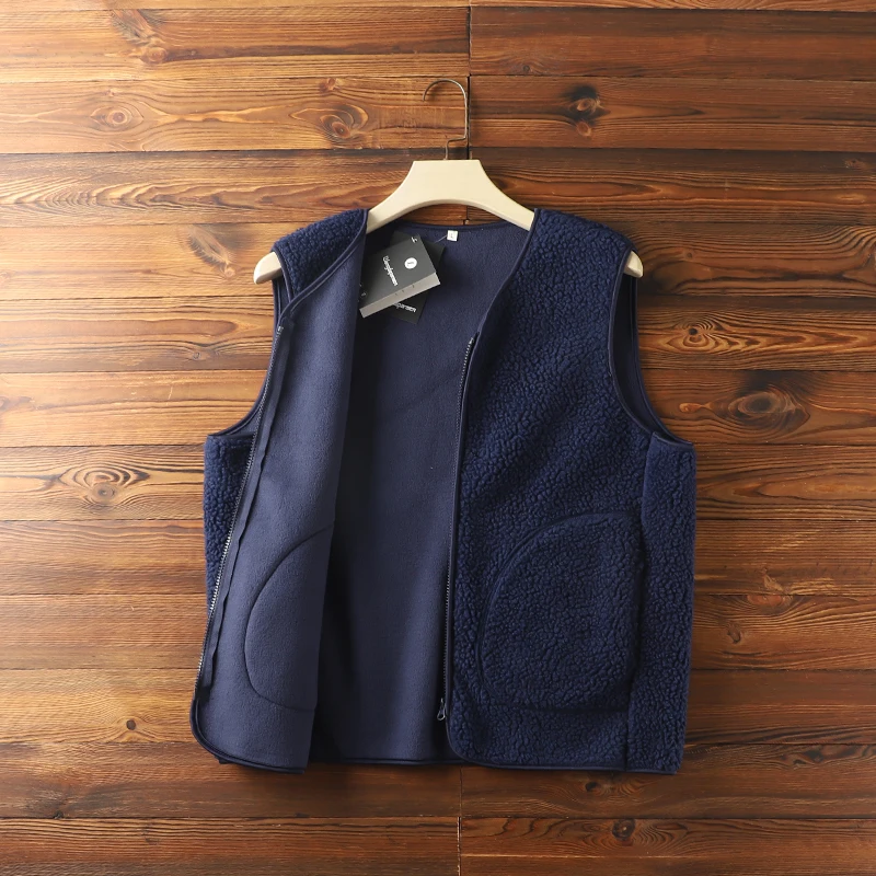 Nordic Double-Sided Fce Thi Warm Vest for Couples Men's Stand Fit V-Ne Autumn Winter Faion Casual Wear