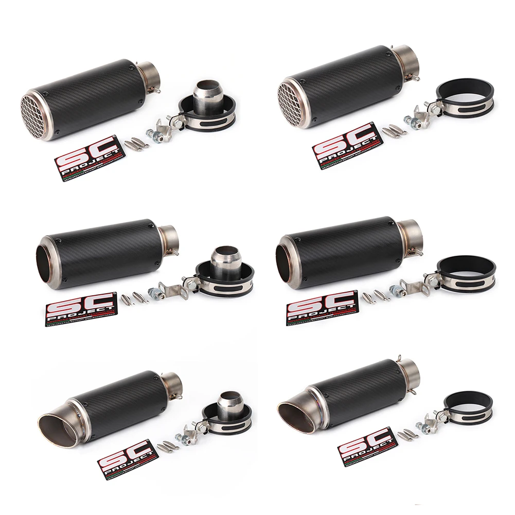 

Slip On Exhaust Motorcycle Muffler For Street Bike Pit Bike Scooter Carbon Fiber Pattern Exhaust Pipes 51-60mm Universal