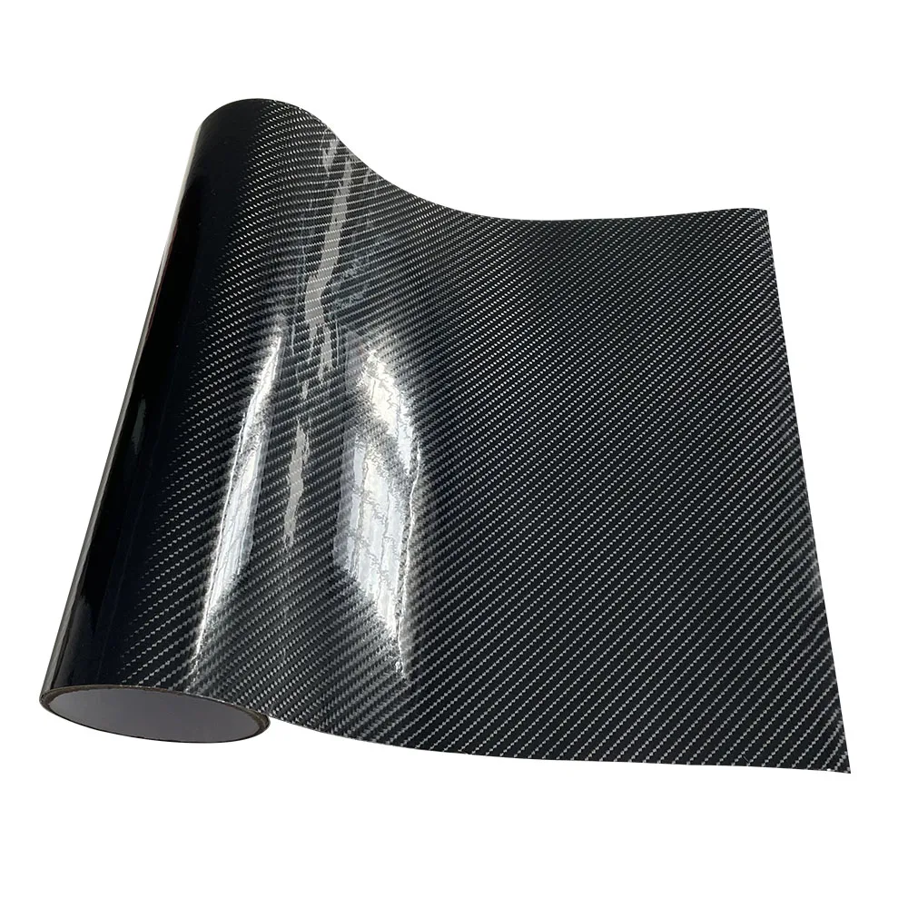 Adhesivo de fibra de carbono 3D para coche, tira protectora para umbral de puerta de coche, película protectora impermeable de color negro brillante, película de vinilo para envolver 10 x 150 cm