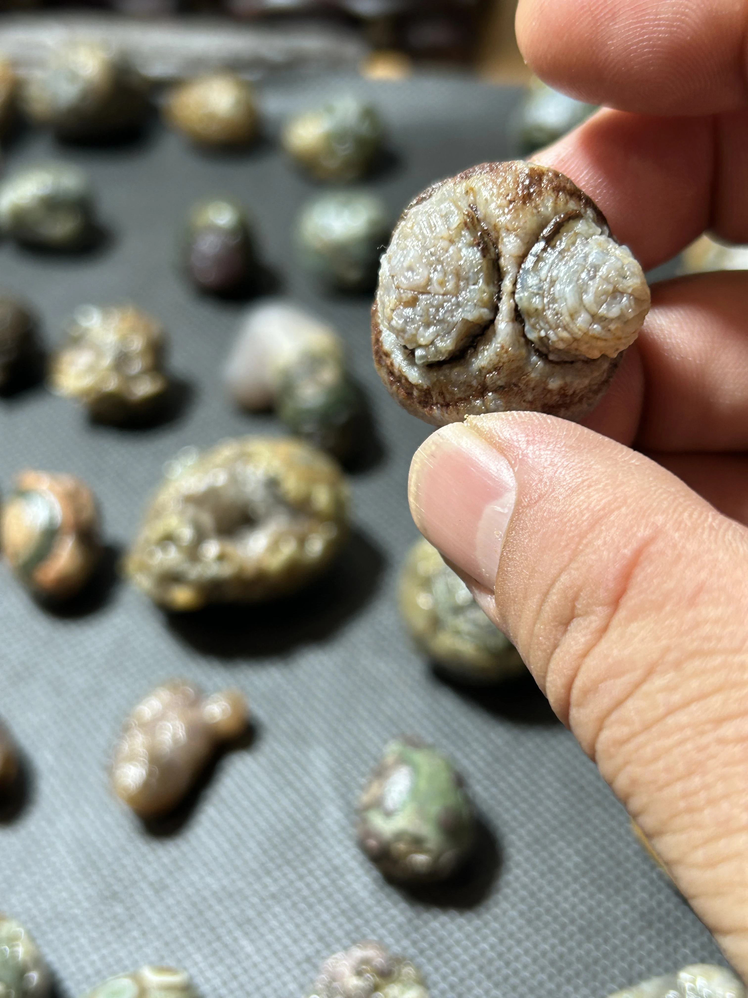 19 Pcs Natural Outer Mongolia South Gobi Agate Relief Pictographic Eyes Extraterrestrial Picture One Object Gift Of God Raw