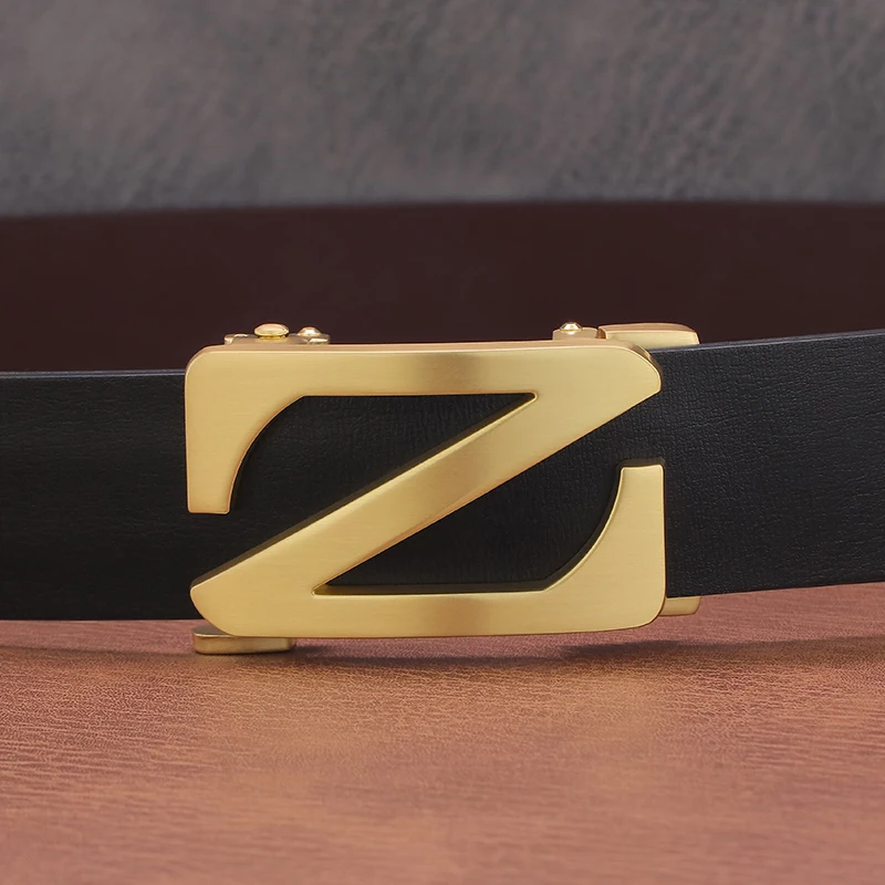 New Fashion Men Z Letter Belt Automatic Buckle Designer Leather Brand Luxury Cintos Masculinos Ceinture Homme