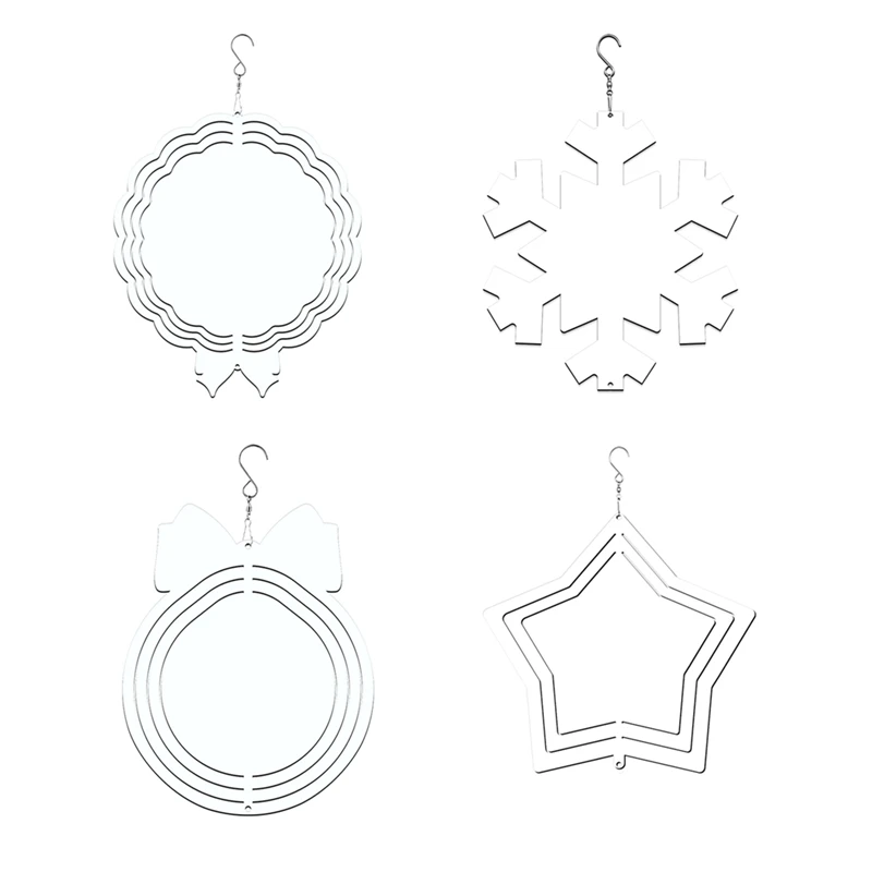 

4Pack Sublimation Wind Spinner Blanks Wind Powered Kinetic Sculpture 8Inch 3D Sublimation For Christmas Style Decoration