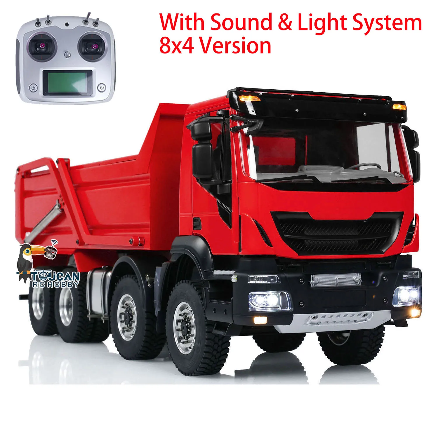 8x4 RC Metal 1/14 Hydraulic Tipper Truck Dump Car Model with Flip-over Cover Light Sound System Motor Servo ES CRC Toy TH23539 4