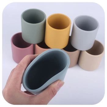 BPA 프리 내열성 실리콘 물머그잔, 아기 학습 마시는 컵, 유아 수유 음료 용기