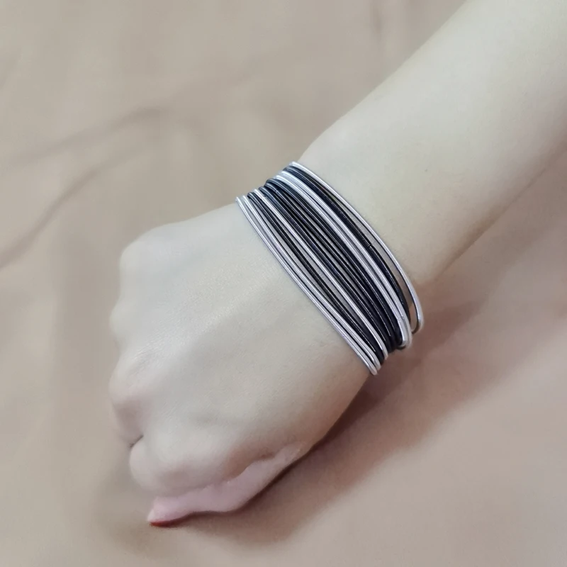 Metal Stainless Steel Waterproof Spring Mixed Color Expandable Bracelet Classic Guitar String Annular Charm Jewelry Unisex Gifts 2