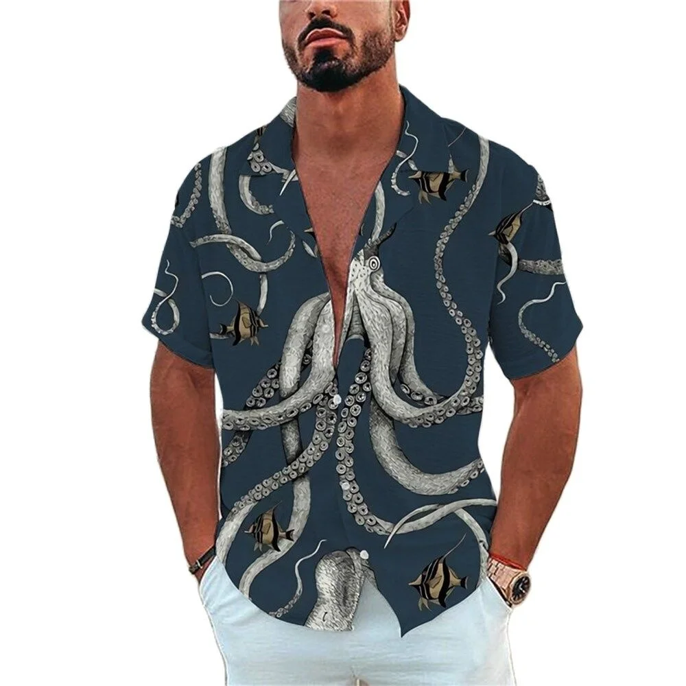TUNEVUSE Men's Floral Hawaiian Shirt - 100% Cotton Short Sleeve Button Down, Light Blue Floral Print - View #11