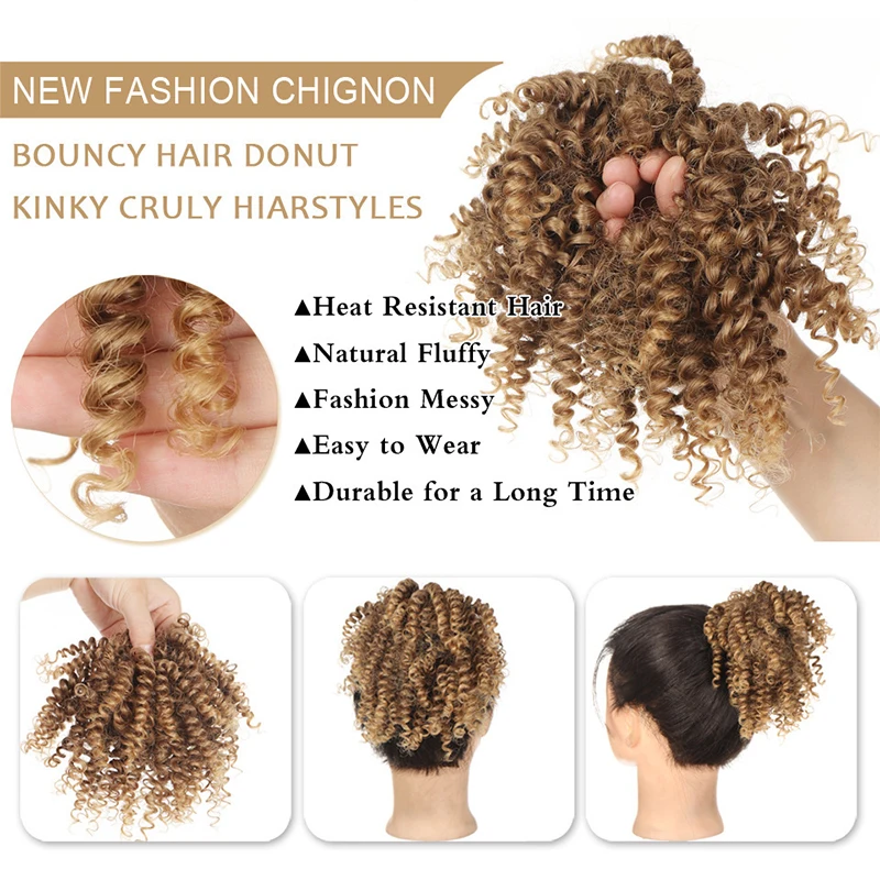 Wig Screw Curl Hair Ring African Small Curl Women's Wig Ring Ponytail Simulation Hair Wig Ring Wig Bag