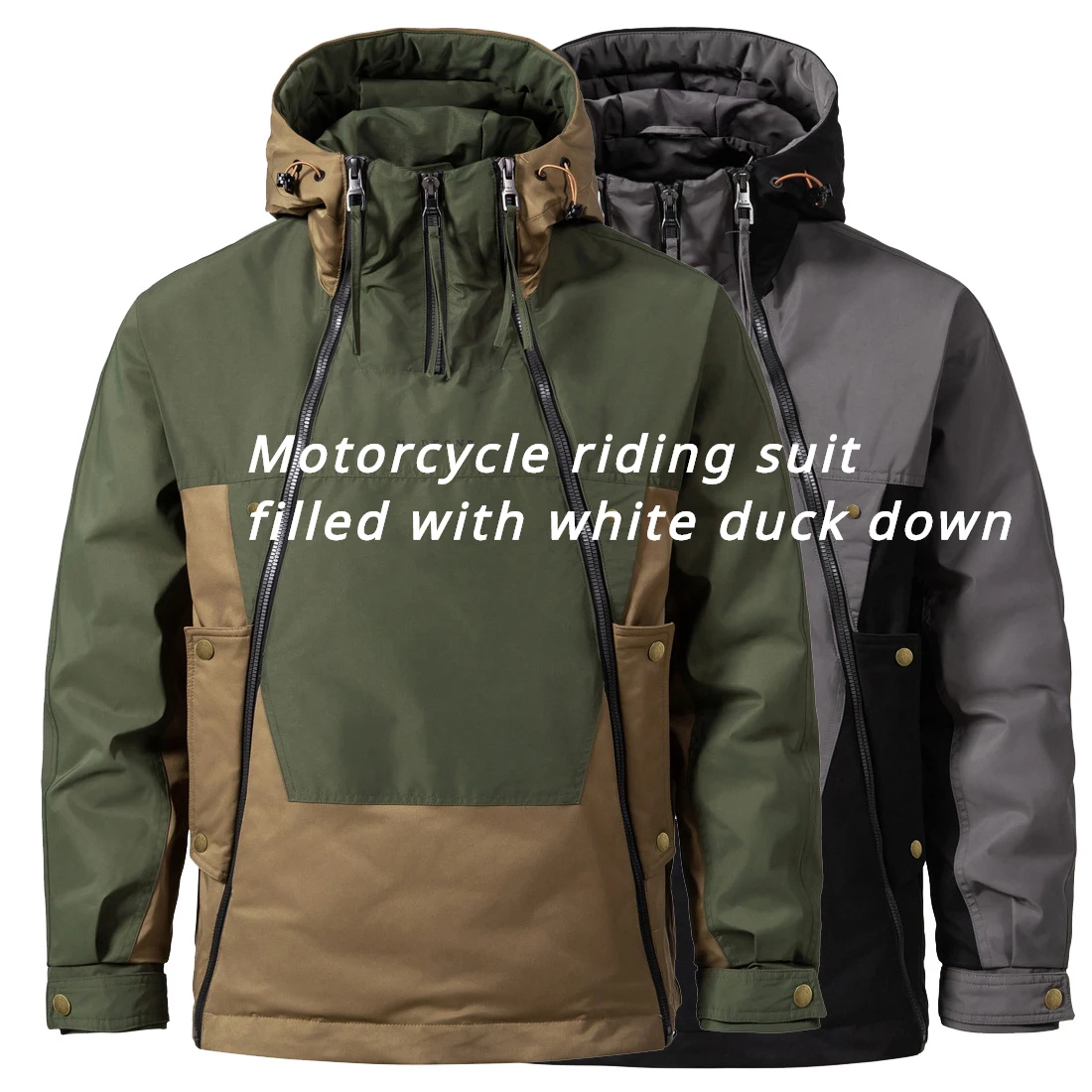 

Winter New Down Cycling Suit with American Double Zipper Design, Trendy and Casual 90 White Duck Down for Warmth