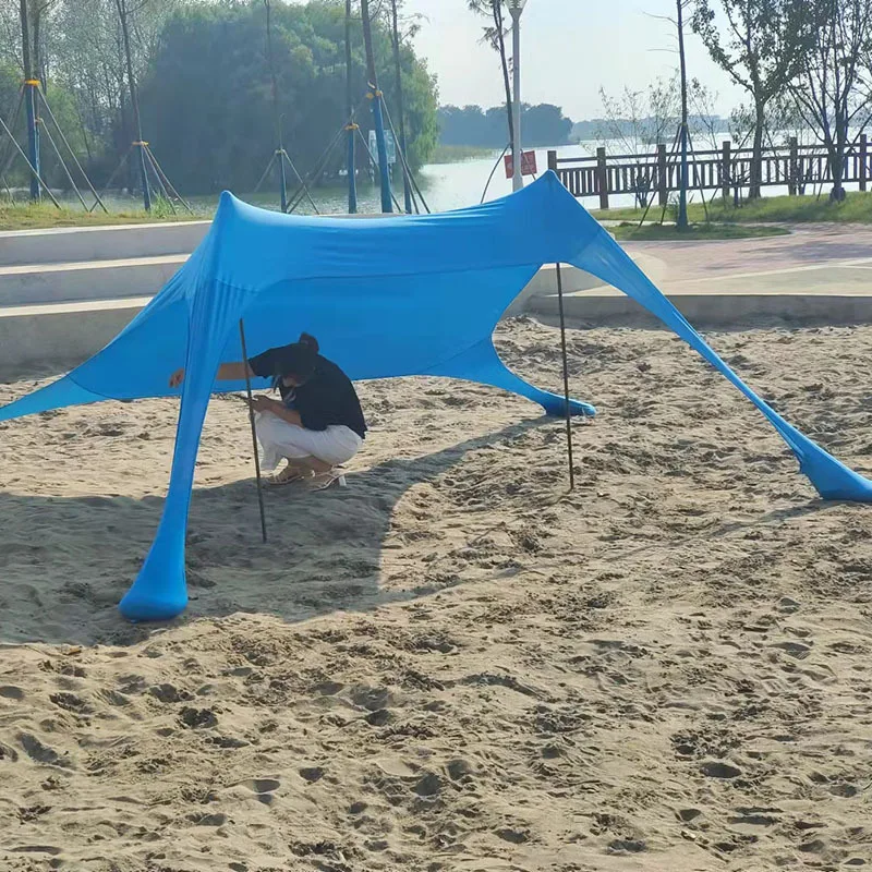 Family Beach Awning Ultralight Sun Shade Tent Sandbag Uv Large Portable Beach Canopy