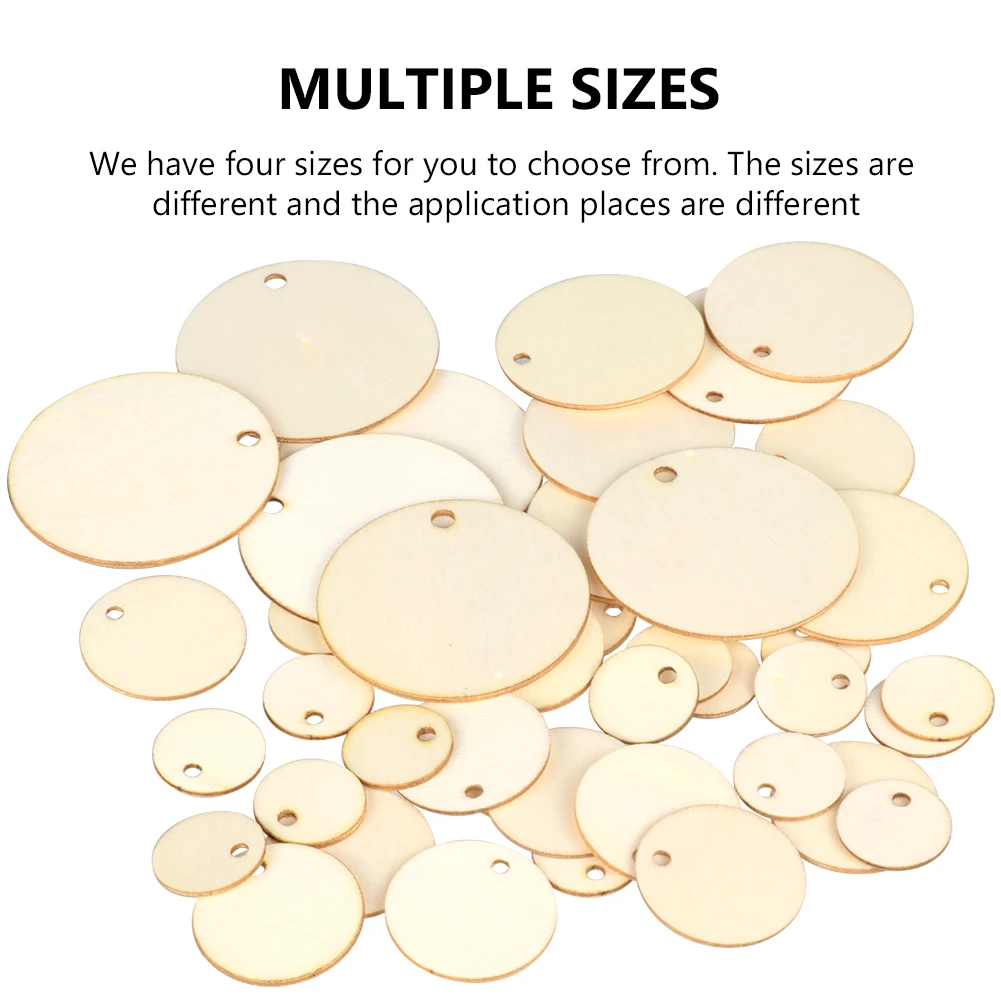 Natural Unfinished Round Wood Slices with Hanging Hole 4
