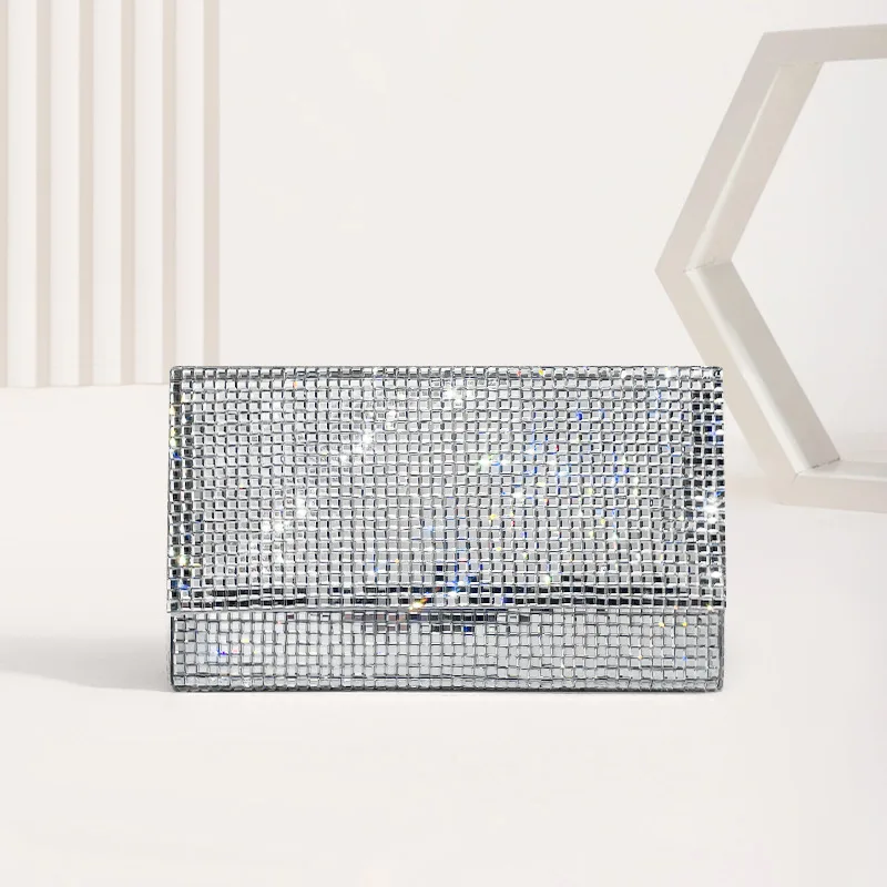Diamant klar Kristall Box Abend Clutch Tasche Frauen Shinny Strass Geldbörsen und Handtaschen Kette Schulter Hochzeits feier Taschen – Detail 5