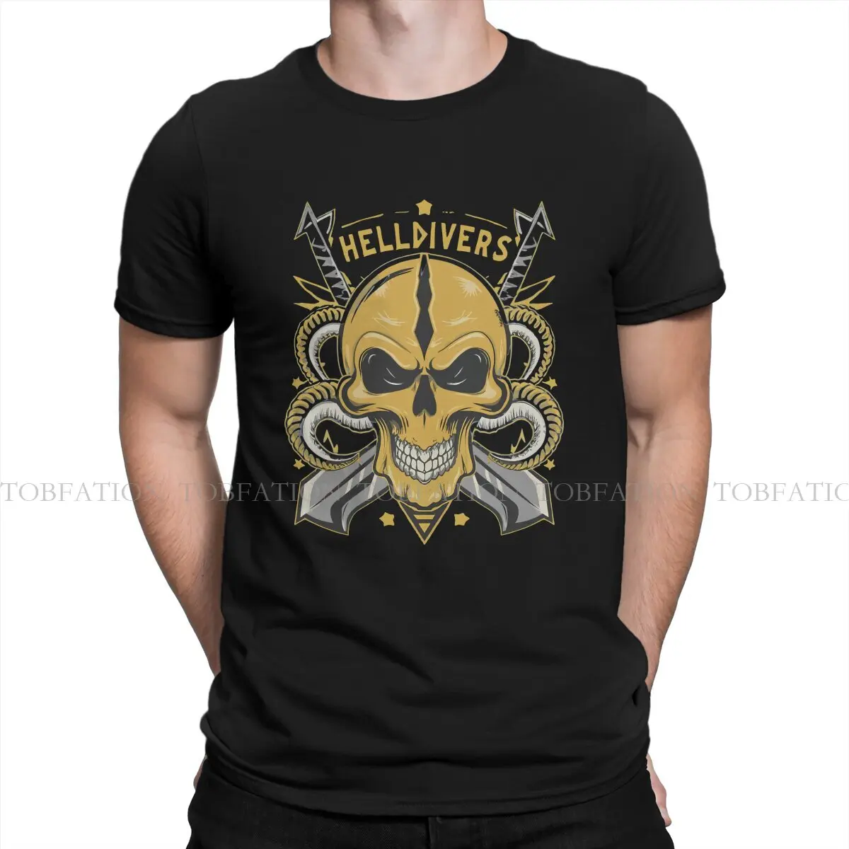 Maglietta Hip Hop Essenziale Helldivers Stampa Comoda Maglietta Da Uomo Tee