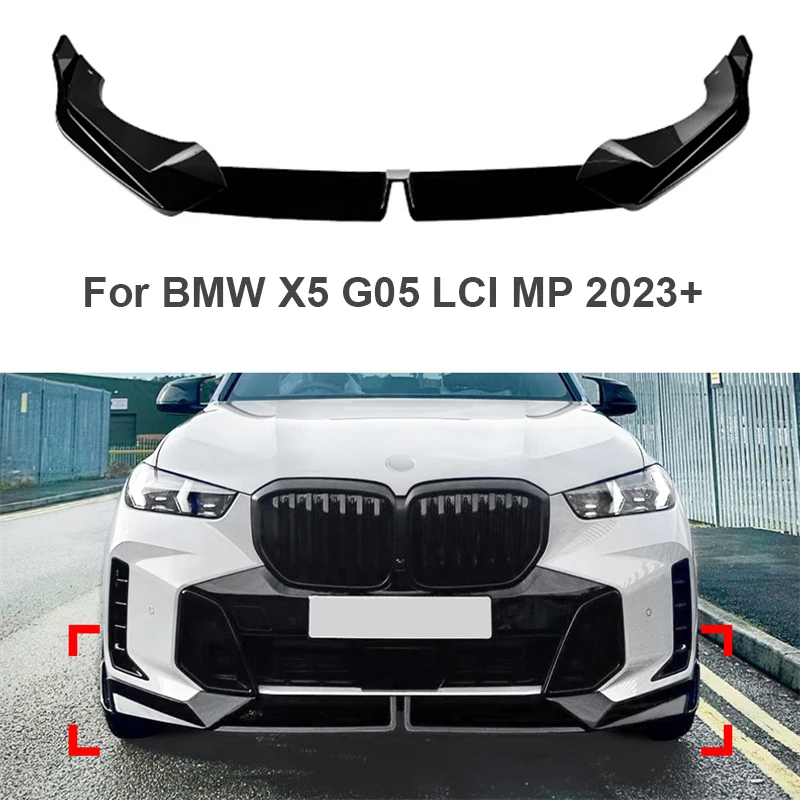 

ABS Black Accessory Car Front Bumper Spoiler Lip For BMW X5 G05 LCI MP 2023+ Lower Splitter Protector Blade Spoiler Diffuser