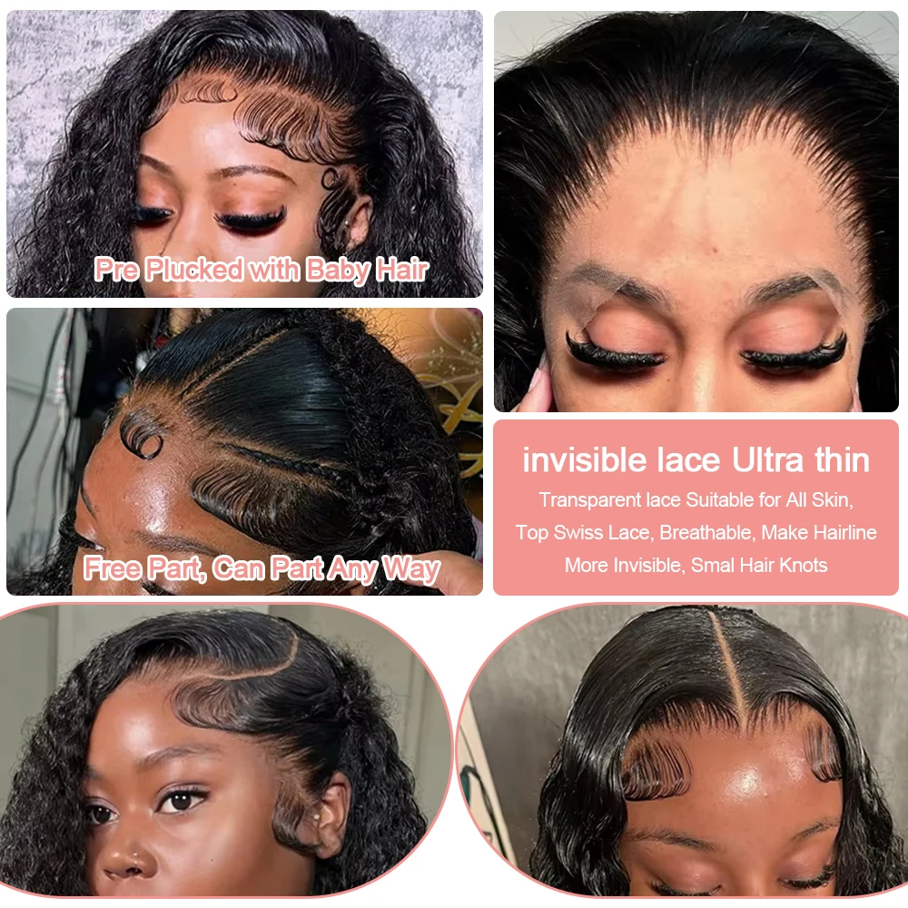 Water Curly Short Bob Wigs 250% Brazilian Ready to Go 7x5 Glueless Human Hair Wigs 13x6 Deep Wave HD Lace Frontal Wig For Women 2