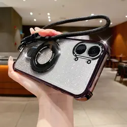 Cute Holder Hand Strap Soft TPU Shockproof Electroplating Phone Case Cover - Poco X8 Pro Max (Black)