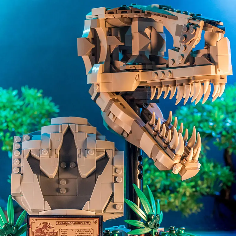 공룡 화석 T.rex 해골 빌딩 블록 벽돌 조립 76964 모델, 어린이 교육용 벽돌 장난감, 2024 577 개