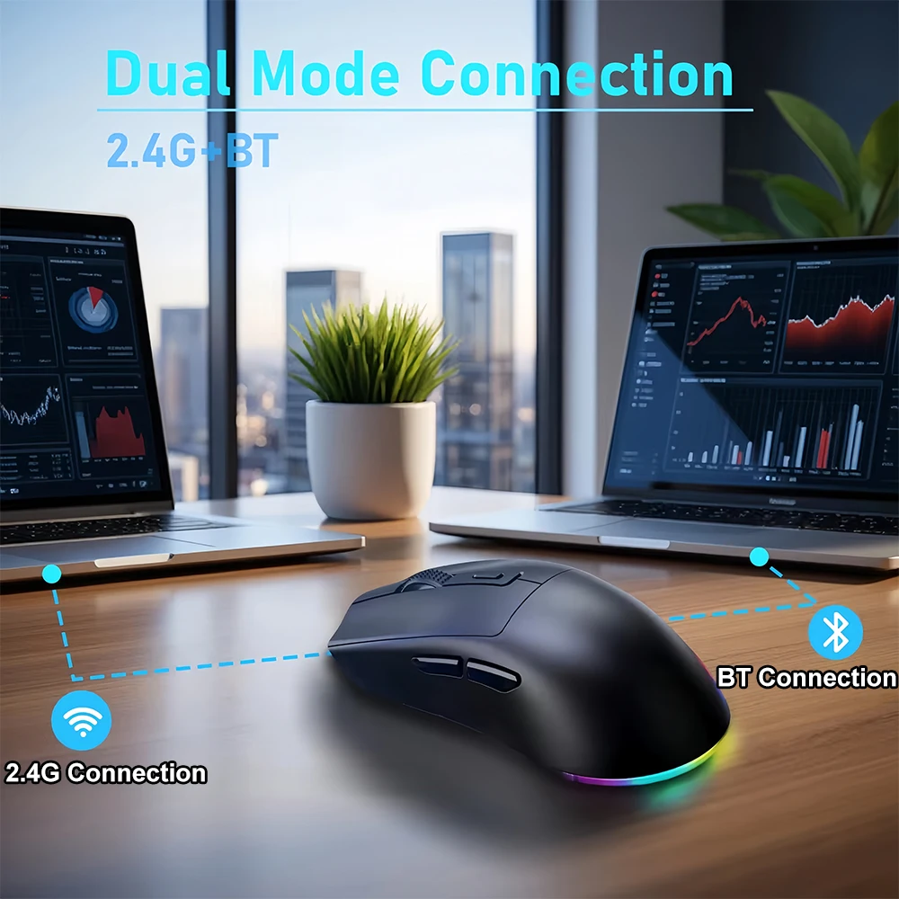 X3 Dual-Mode Mouse Two Bluetooth Mouse 2.4G Wireless Mouse RGB Gaming Mouse with Charging Dock Rechargeable Mouse Ergonomic Mice