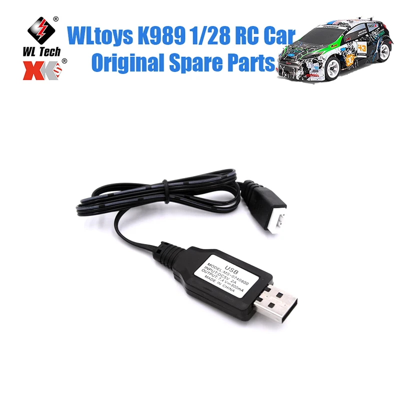 

WLtoys K989 1/28 RC Car Original Spare Parts 12428 144001 WL917 A959 K989 Remote Control Car 7.4V USB Charging Cable Charger
