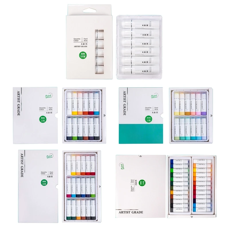Pro Soft Solid Gouache Paint Sticks Drawing Graffiti Art Crayons Washable Non Toxic for Kids Students Artists Painter