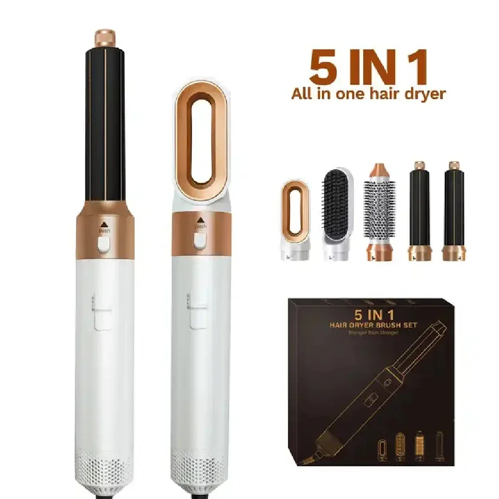 5 in 1 헤어 드라이어, 자동 컬링 스틱, 컬링 및 스트레이트닝 헤어 스타일링 빗, 전기 헤어 컬러 