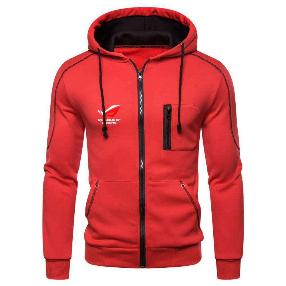 Men's Solid Color Zipper Hoodie Pullover