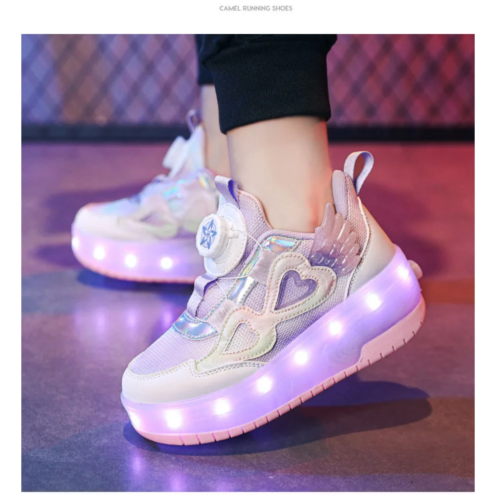 Leuchtendes Gehen für Mädchen mit hohem ästhetischem Wert, Mesh-Sportschuhe für Mittelschulkinder, Schüler-Doppelrolle_voghion.com