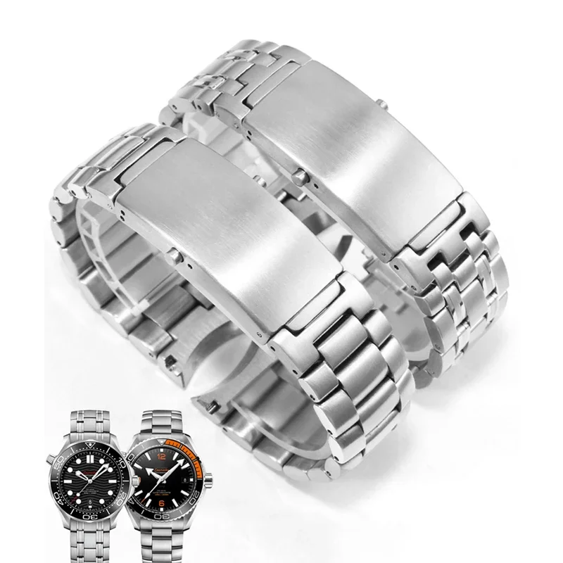 Qualità 18Mm 20Mm 22Mm 316L Cinturino In Acciaio Inossidabile Argento Per Cinturino Omega Seamaster Speedmaster Planet Ocean Watchband