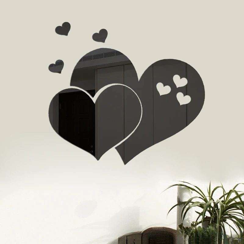 3D Acrylic Mirror Wall Stickers DIY Wall Mirrors Sticker Removable Self Adhesive Aesthetic LOVE Tiles Decals Home Decoration