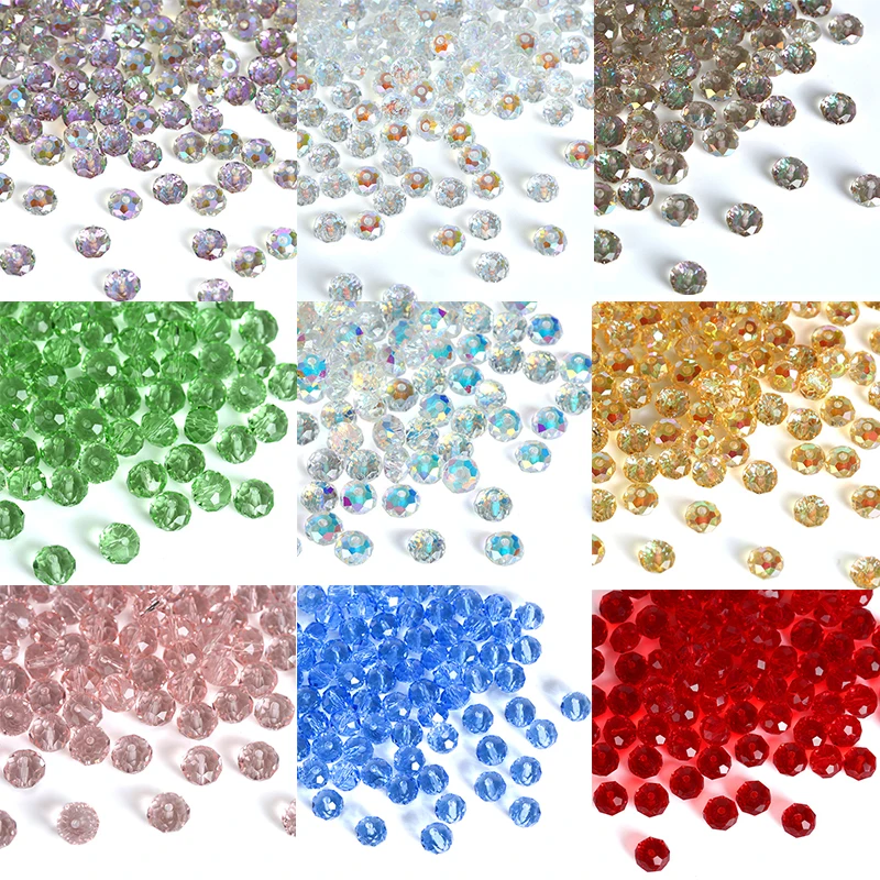 4–8 mm runde lose Glasperlen, facettierte Kristall-Rondelle-Abstandsperlen, österreichische Perlen für DIY-Armbänder, Halsketten, Schmuckherstellung