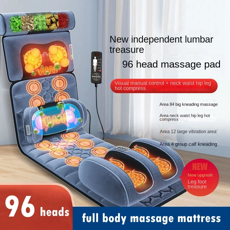 96 Heads Vibrate Massage Mattress Airbag Kneading Moxibustion Hot Compress Relaxation Cushion Mat For Neck Back Foot Pain Relief