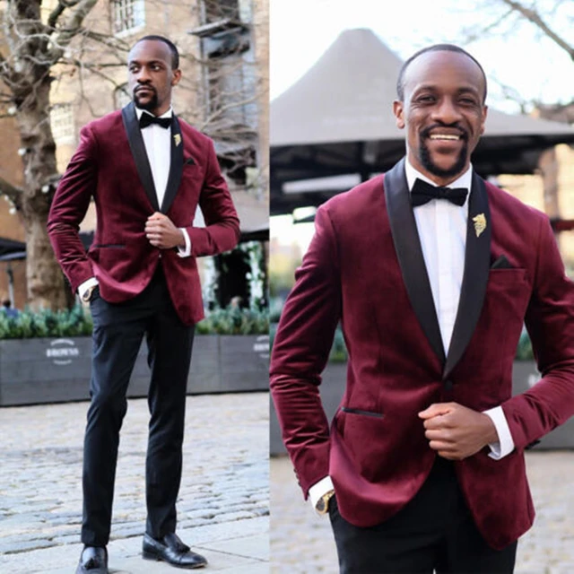 Burgundy Velvet Shawl Lapel Tuxedo