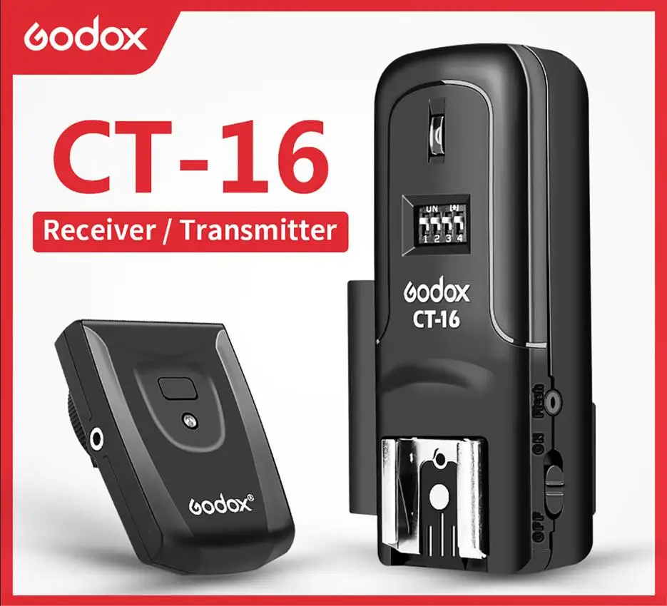 Godox 16 Channels CT-16 Wireless Radio Flash Trigger Transmitter + Receiver Set for Canon Nikon Pentax Studio Flash flash trigger