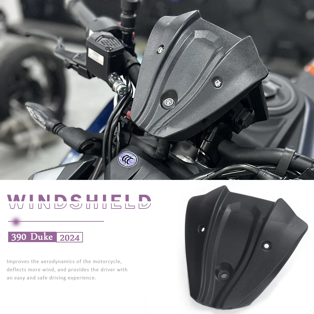 New Motorcycle Windshield Windscreen Front Wind Deflector Guard Black For 390 Duke 390Duke 390 DUKE duke 2024
