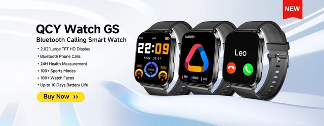 QCY jam tangan pintar GS, arloji cerdas layar sentuh penuh