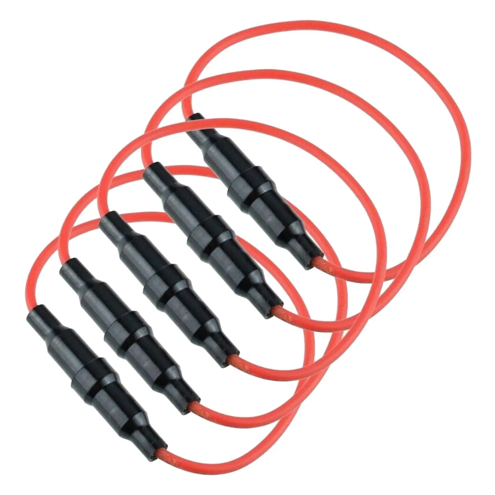 5 Pieces Fuse Holder 5x20mm Waterproof Durable 10A Black,7 Inches Long 18 Gauge AWG Wire for Standard Car Fuse Vans Cars