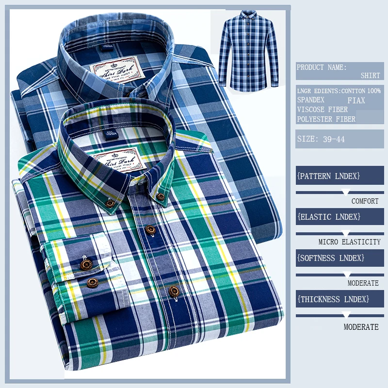 men's long-sleeved High-quality cotton plaid shirt Four Seasons men's slim lapel fashion Joker long-sleeved shirt，hawaiian shirt