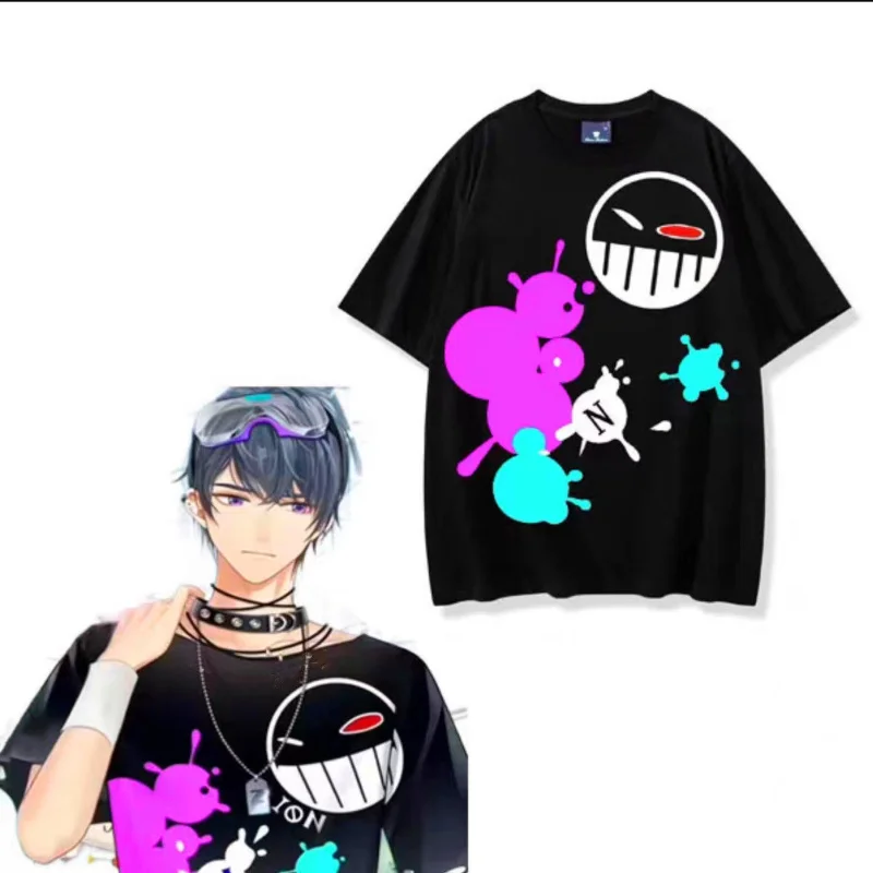 

Tears of Themis T-Shirts Cosplay Anime Game Shirts for Women Marius Von Hagen Printing Women Clothes Summer Black Short Sleeve