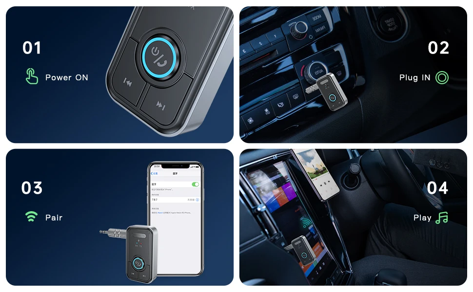 Bluetooth 5.3 Car AUX Audio Adapter Receiver Transmitter 3.5mm Jack AUX Wireless