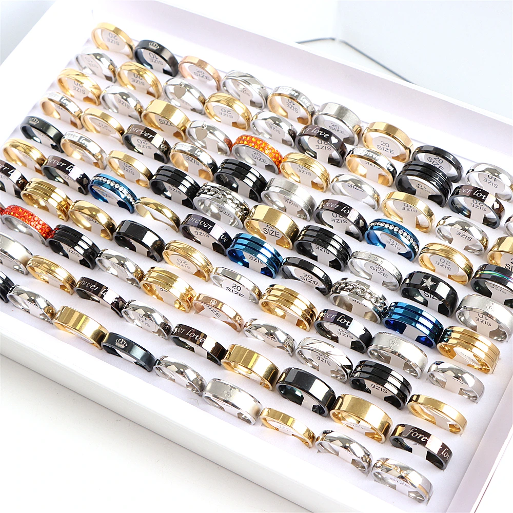 10/20 Pcs/Lot Fashion Multi Style Stainless Steel Jewelry Rings Zircon Crystal Spinner 5 Colors Punk Spikes Ring Set Gold Color Rings Stainless Steel Ring Finger Ring Fidget Spinner Ring Zircon Crystal Ring Adjustable Rings For Womens Mens Gift