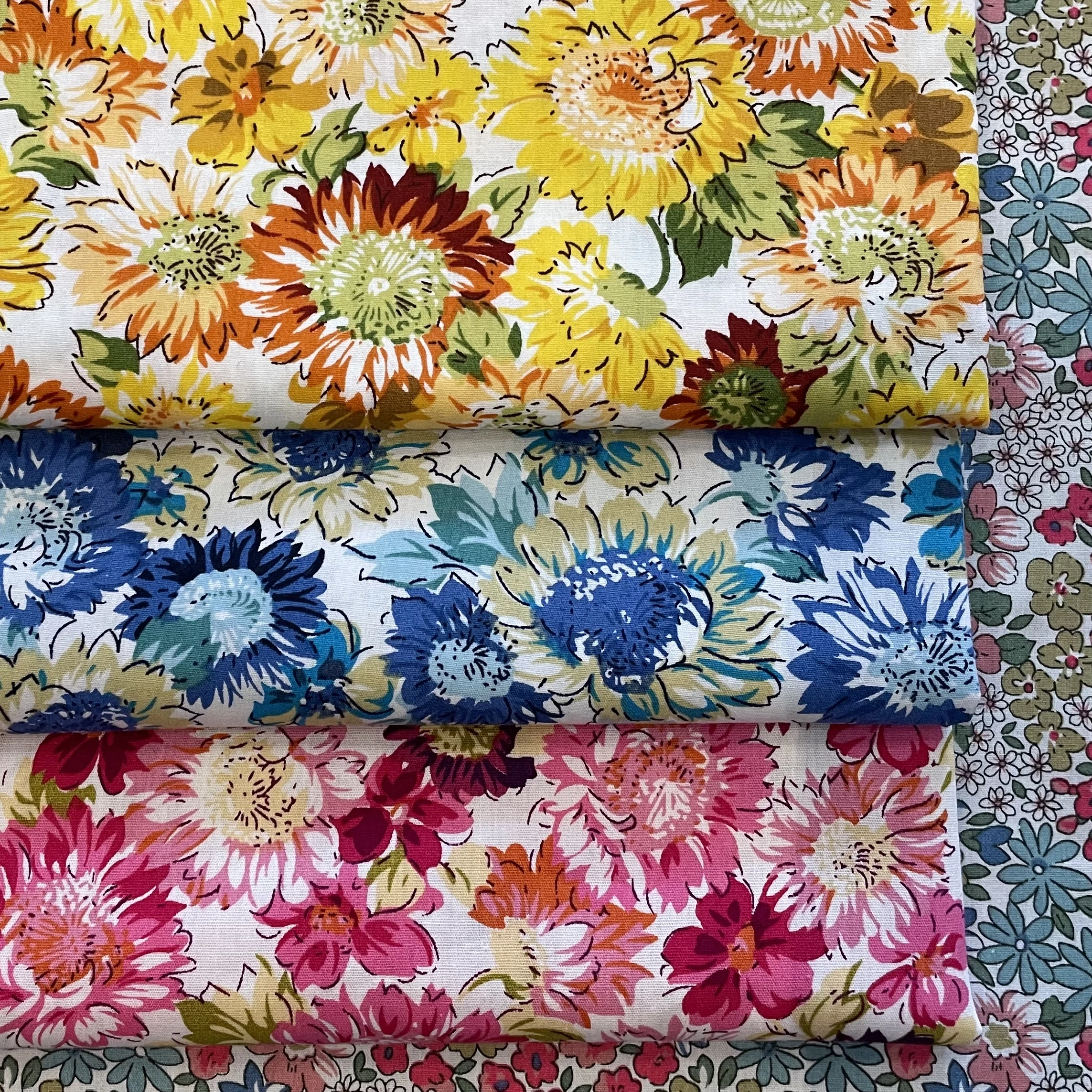 Colored Sunflower 100% Cotton Poplin 40S Like Liberty Fabric Digital Printing for Sewing Cloth Dresses Skirt Kids Designer 2023
