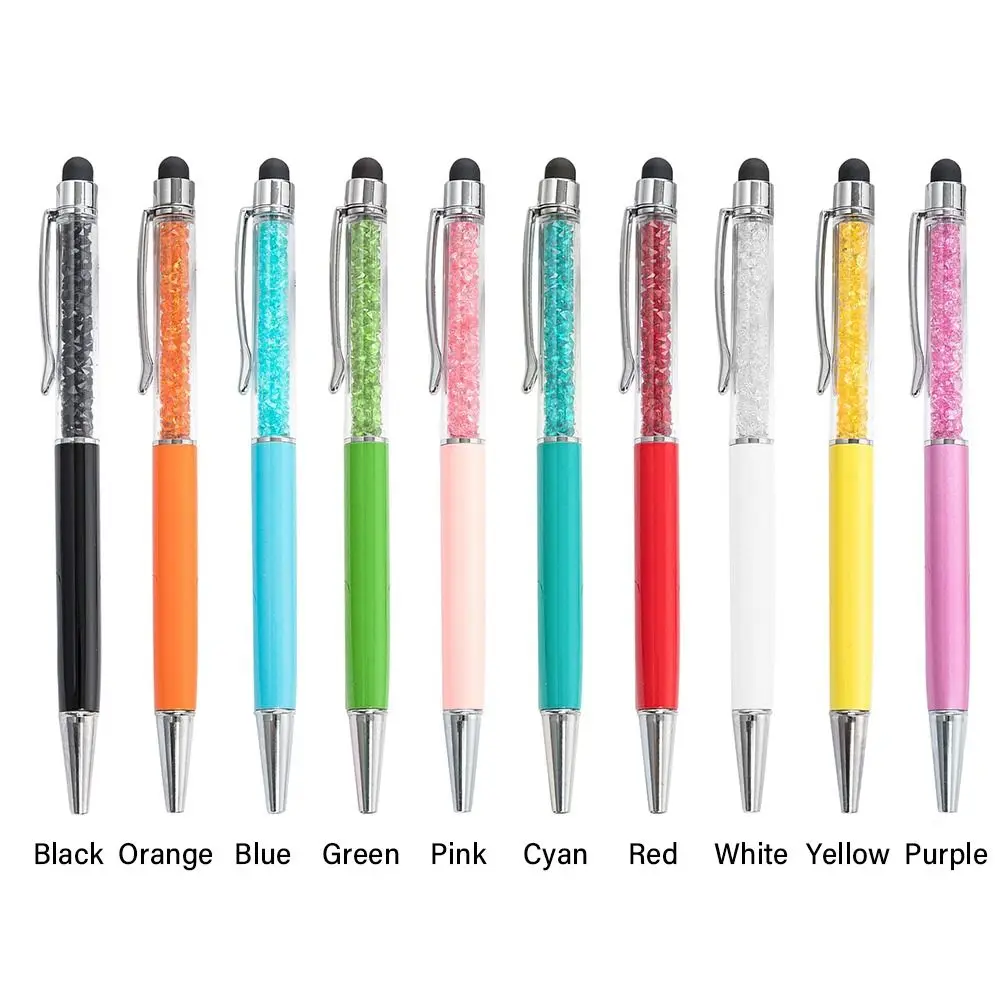 2In1 Capacitive Touch Screen Stylus Crystal Ballpoint Pen Students Black Ink Gel Pen Writing Tool School Stationery Supplies