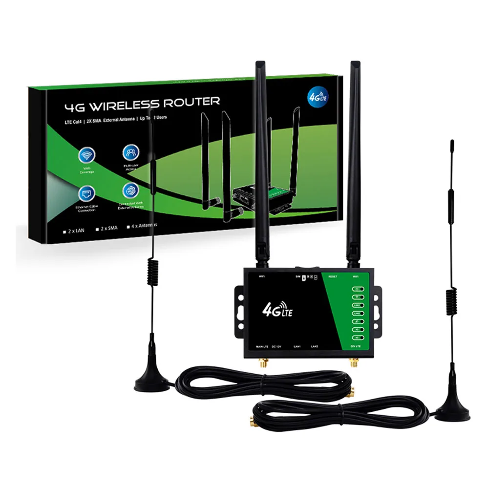 WiFi Router with SIM Card Slot 4 Antennas 4G Wireless Router 150Mbps Firewall Protection Modem Router for Home Office Indoor