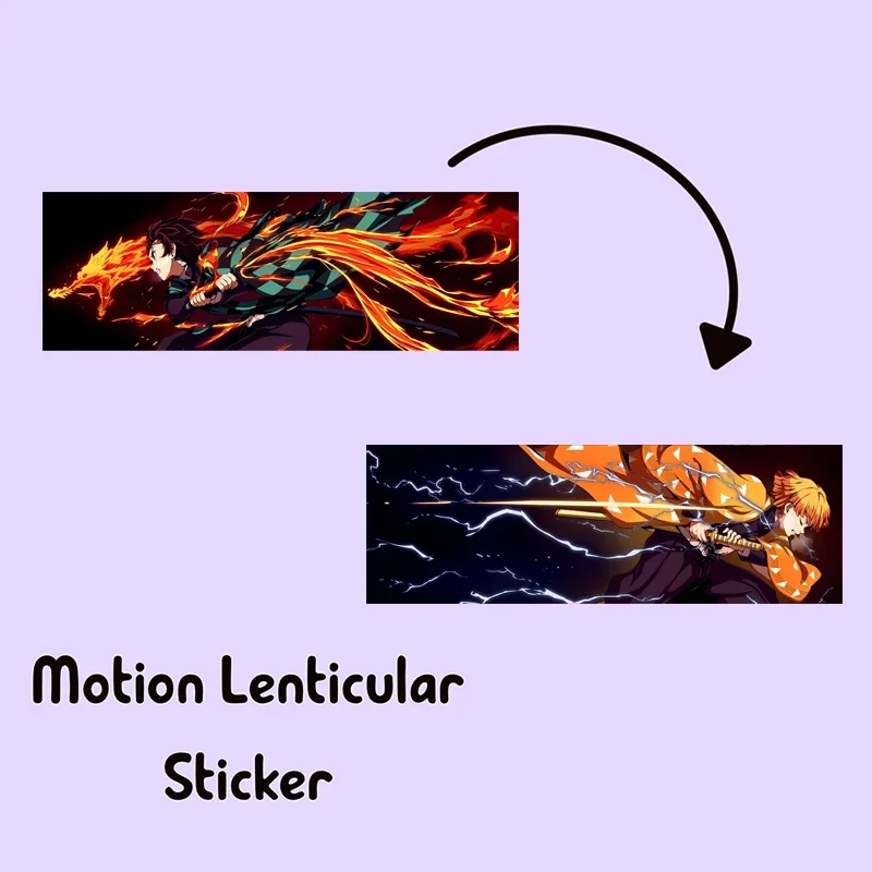 Zenitsu,Tanjirou Moving Sticker Demon Slayer Anime Motion Sticker Waterproof Decals for Cars,Laptop, Refrigerator, Etc