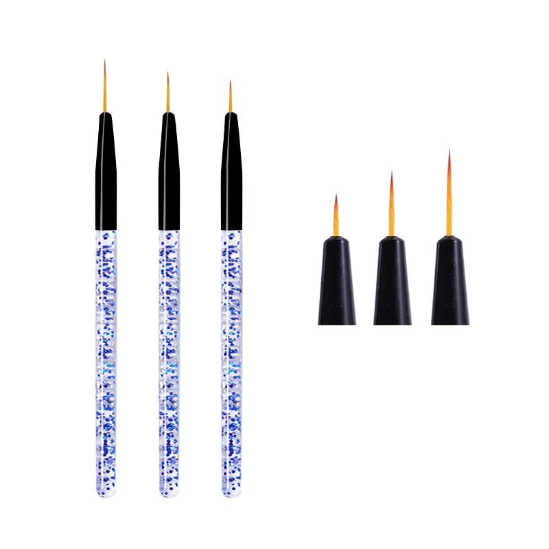 3pcs/Set Acrylic French Stripe Nail Art Line Painting Pen 3D Tips Manicure Slim Line Drawing Pen UV Gel Brushes Painting Tools 4