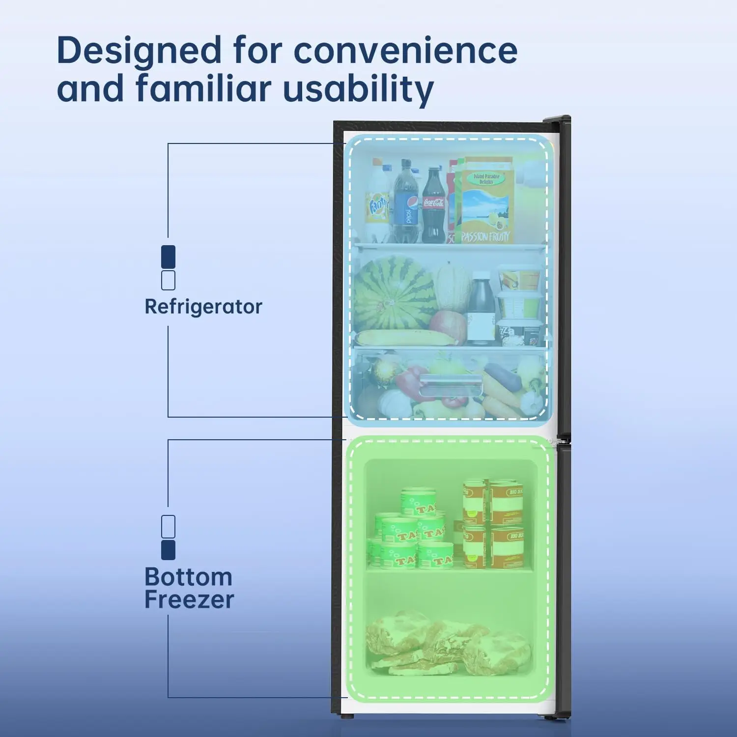 Small Refrigerator with Freezer 4.0 Cu.Ft Small Fridge with Freezer 2 Door Bottom Compact Refrigerator