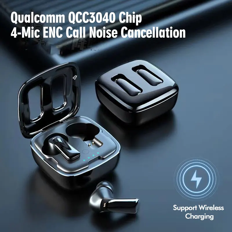 

TWS Ture Wireless Bluetooth Earbuds 4-Mic QCC3040 13mm Dynamic HiFi Audio Driver Earphone BT5.2 Support Wireless Charging aptX